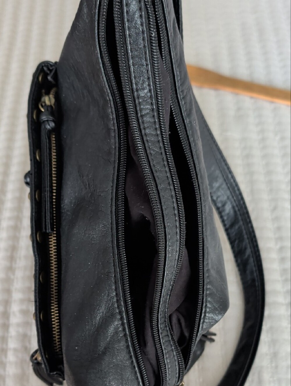 Bueno Black Leather Crossbody Bag with Stud Accents - Picture 6 of 6